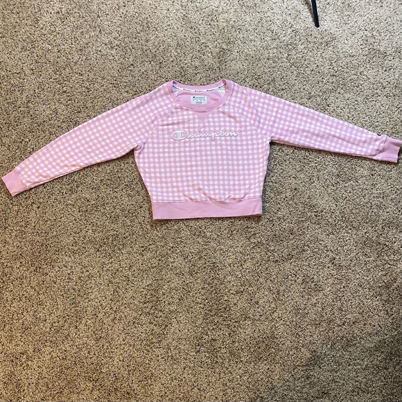 Champion Women's Campus French Terry Crew, Sweatshirt Gingham/ICE Cake Sz.Small - Picture 2 of 7
